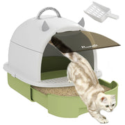 Arenero per Gatti con Filtro e Bandeja Estraibile ¨C Zephmum ¨C 40.5x52x39 cm Bianco e Verde