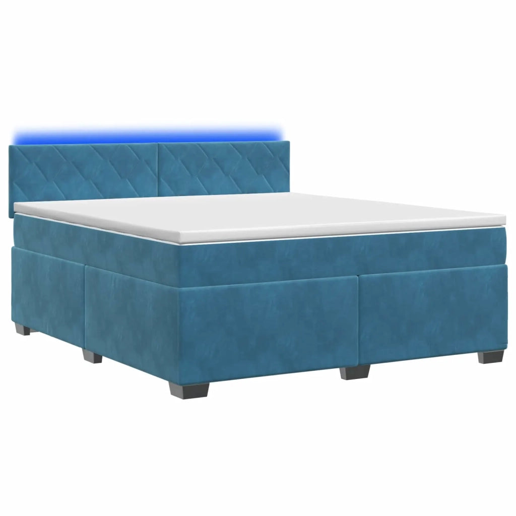 Letto con Box Spring, Materasso e LED Blu 140 x 190 cm Velluto 3452184