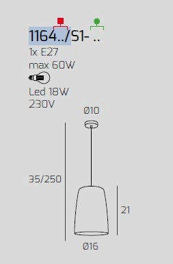 SOSPENSIONE BIANCO 1 LUCE RAME 1164BI-S1-RA