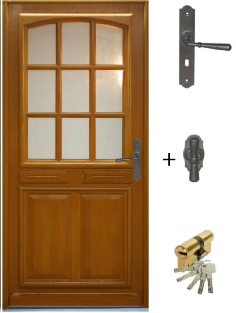 Porta d'ingresso in legno smaltato, Navy, H.215xl.90 p.sinistra + Maniglia E Botte (rif 010403RFP)Tabella Dimensioni senza maniglia
