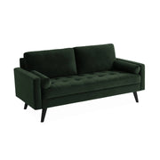 Divano con gambe in legno, 3 posti, verde inglese