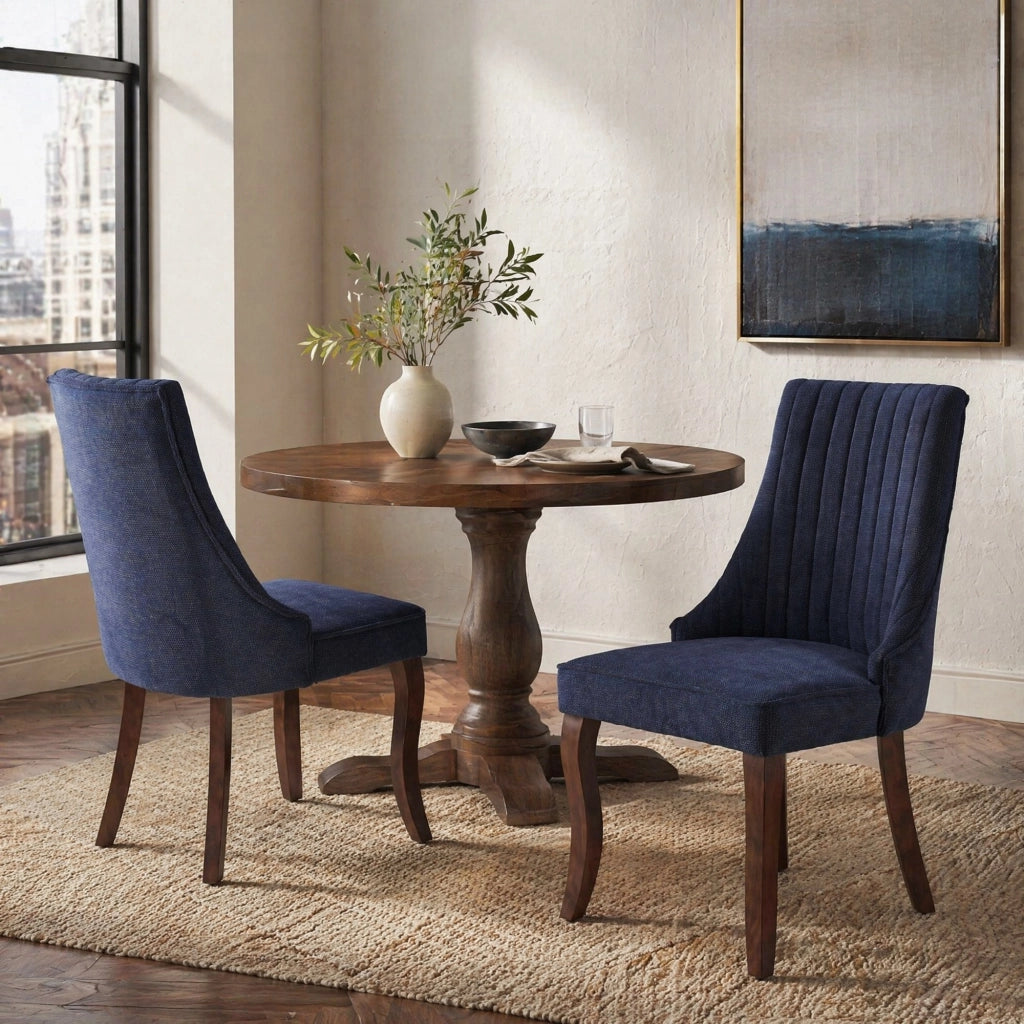 Sedia da pranzo 62.0x51.0x47.0 cm con schienale alto in chenille blu