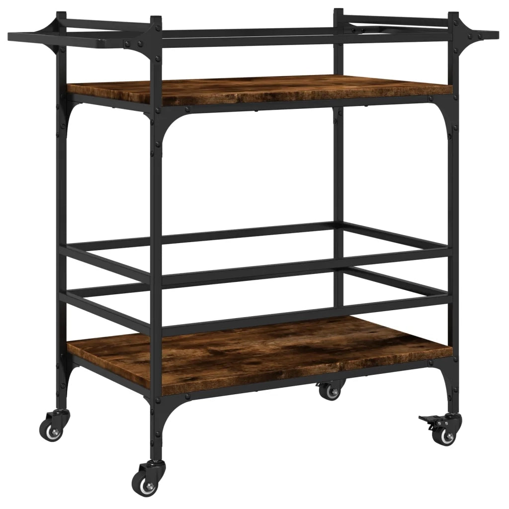 Carrello da Cucina-Scaffale per Cucina Rovere Fumo 82x40x78,5 cm Legno Multistrato