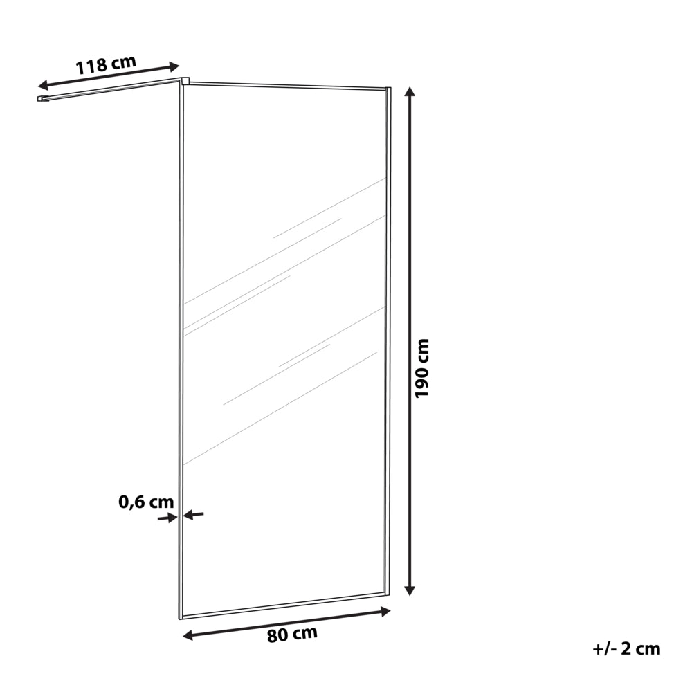 Schermo doccia nero in vetro temperato con cornice in acciaio inox Wet Room Bagno senza porte 80 x 190 cm