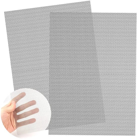 Insectengaas Fino - 2 Stuks - Acciaio Inossidabile - 30 x 21 cm - 1 mm Fori - Ventilazione/Insecticidazione - Sicurezza - Protezione Insetti