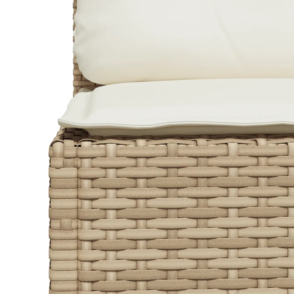 Divano Angolare da Giardino con Cuscini Beige in Polyrattan