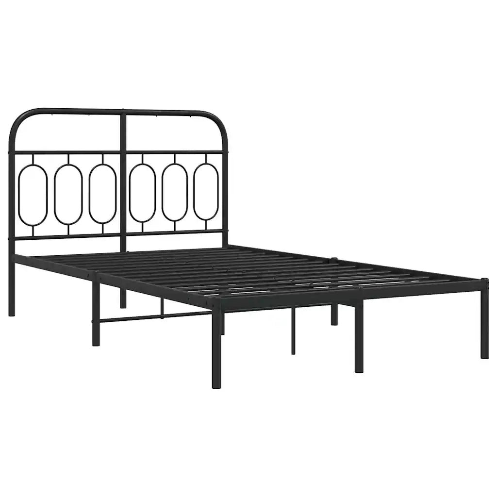 Giroletto con Testiera-Struttura Letto con testiera in Metallo Nero 120x200 cm 543298