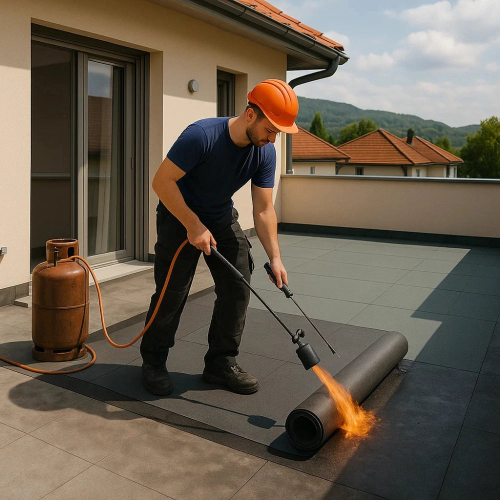 Guaina ardesiata casasciutta impermeabilizzazione tetti terrazze 1x10 m *** colore- grigio, confezione 1