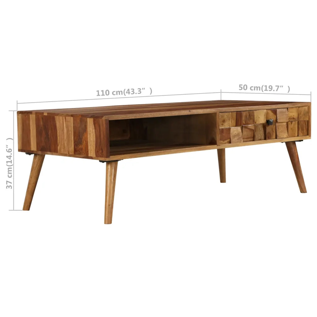 Tavolino da CaffÃ¨ Legno Massello con Finitura Miele 110x50x37cm cod mxl 25400
