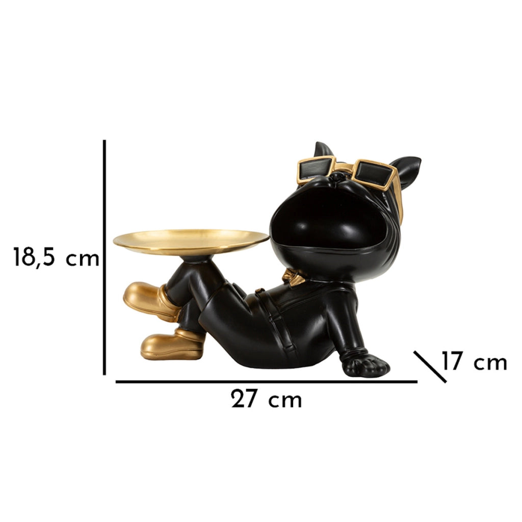 Vassoio Cane 18, Nero, Poliresina, 27x17x18,5 cm