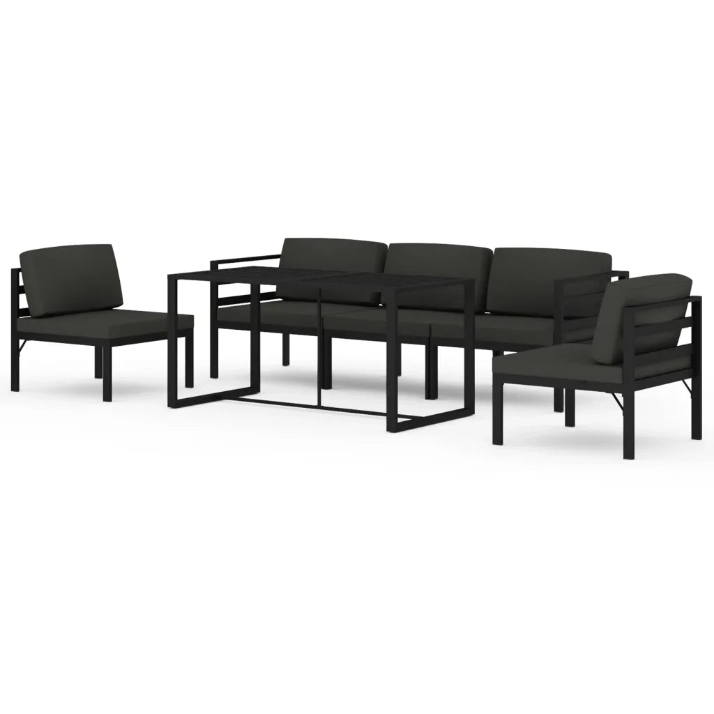 Set Divani da Giardino 6 pz con Cuscini in Alluminio Antracite cod mxl 41625