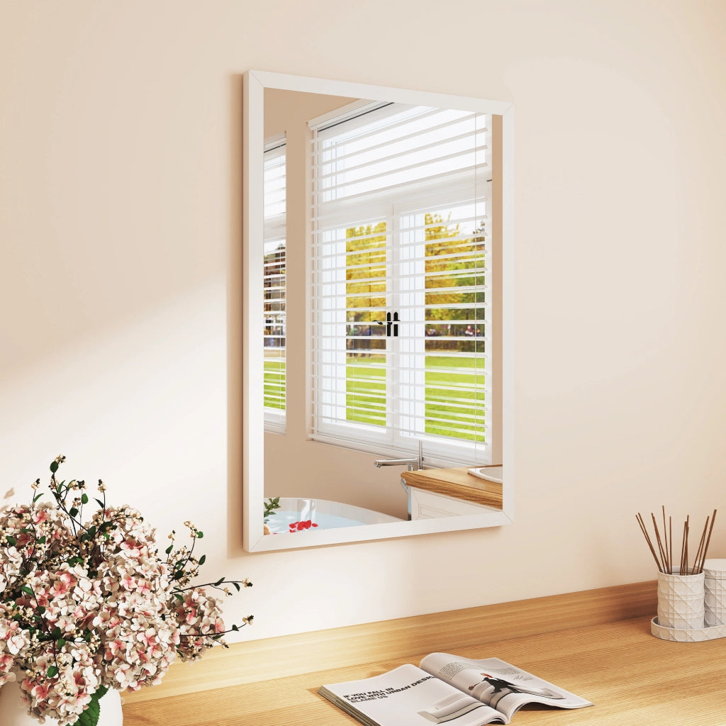 Specchio rettangolare da parete 60x40 cm ¨C Xylo ¨C Cornice in legno bianco