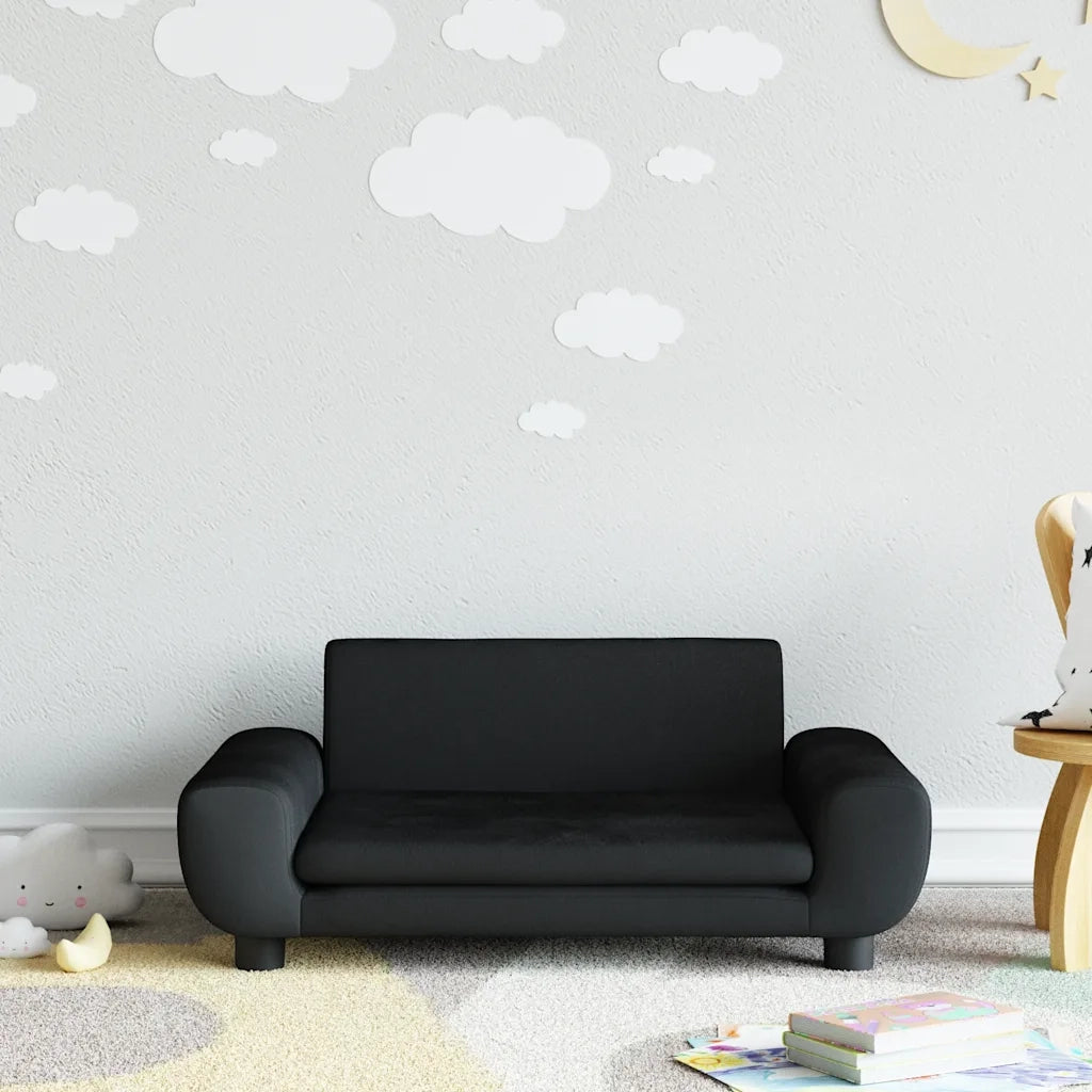 Divano per Bambini-Sofa-Divanetto Nero 70x45x33 cm in Velluto