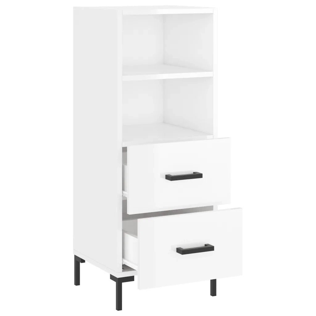 Credenza Bianco Lucido 34,5x34x90 cm in Legno Multistrato 828670
