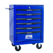 Carrello portautensili con 6 cassetti e serratura; con ruote - in acciaio - 60x33x77.5 cm - nero e blu