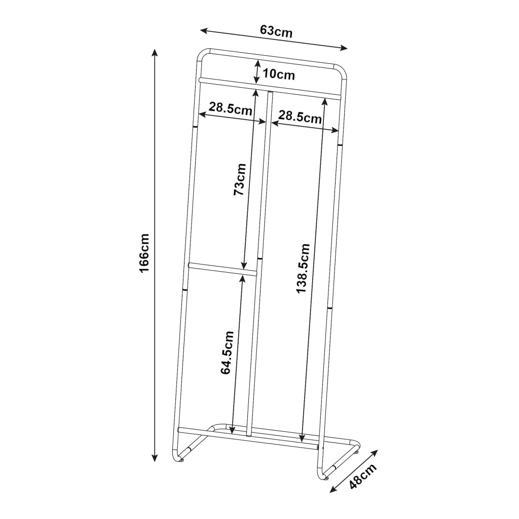 Appendiabiti appendiabiti appendiabiti armadio aperto 166 x 63 x 48 cm acciaio bianco 03_0010299