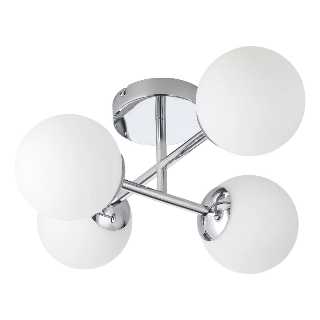 Plafoniera Contemporanea Castrovido Acciaio Cromo Bianco 4 Luci G9 4,2 Ip44