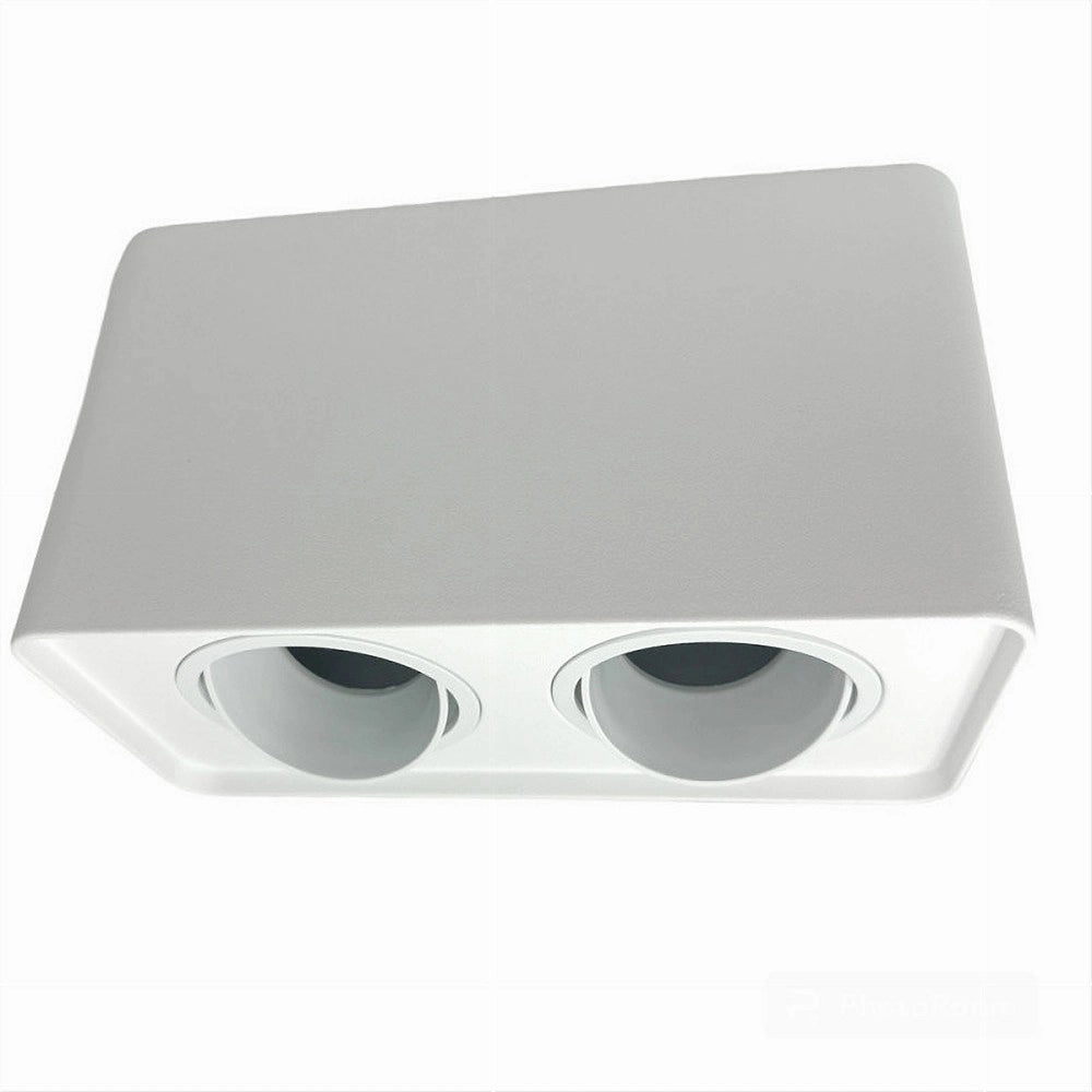 Trade Shop - Portafaretto Doppio Orientabile Da Soffitto Bianco Per Faretto Gu10 Gu5.3 P34-b2 -