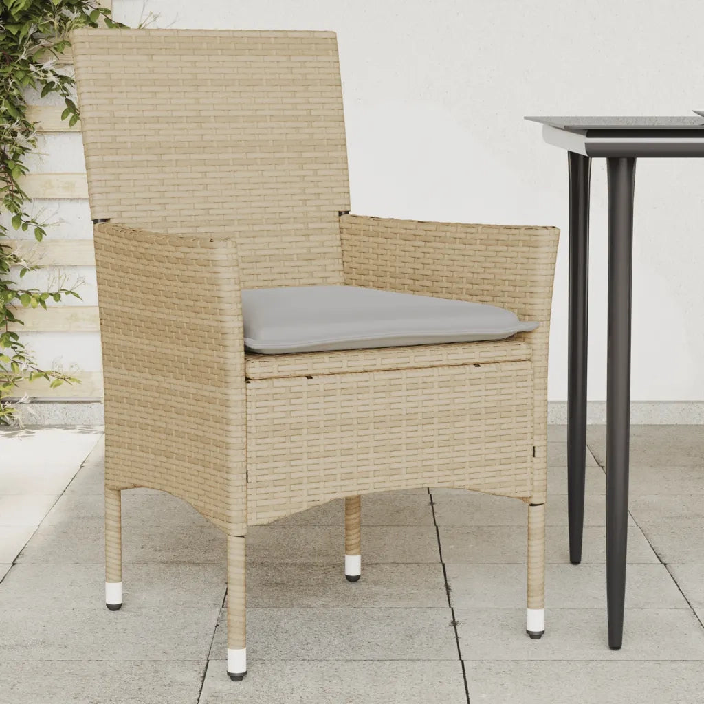 Sedie da Giardino con Cuscini 2 pz | Sedie da Esterno Beige in Polyrattan