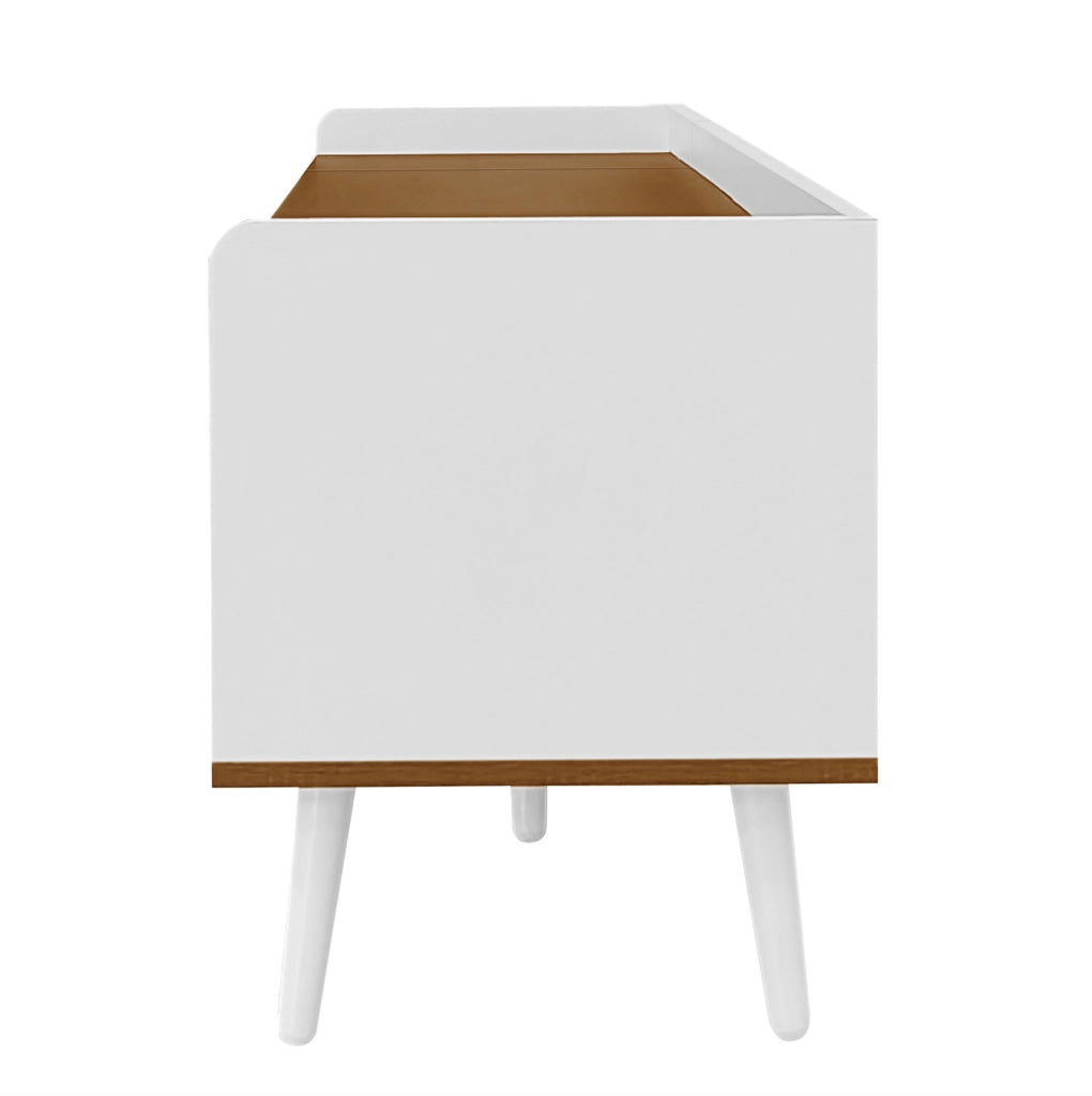 Mobile TV 160x39x49.5 cm con 3 ante e bordo rialzato in MDF e truciolato bianco e naturale