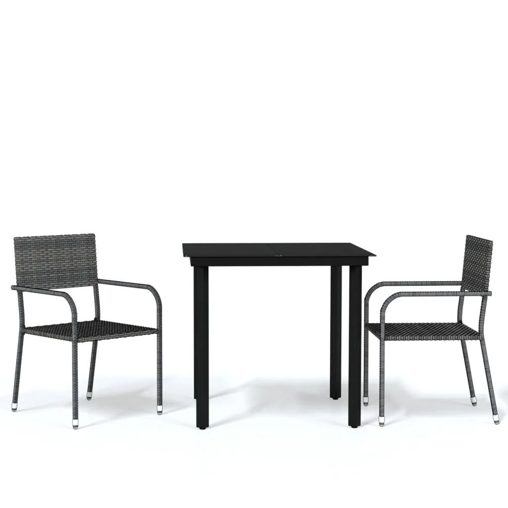 Set Mobili da Pranzo per Giardino 3 pz | Set Salotto da Giardino Grigio