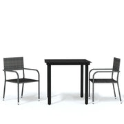 Set Mobili da Pranzo per Giardino 3 pz | Set Salotto da Giardino Grigio