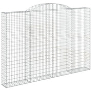 Cesto gabbione recinzione a gabbia muro di contenimento ad arco 300 x 30 x 200/220 cm ferro zincato argento 02_0040053