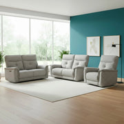 Set divani recliner elettrici Elysio divano 3 posti + divano 2 posti + poltrona recliner tessuto grigio