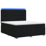 Letto Box Spring LED con Materasso Nero 140 x 190 cm Tessuto 3455600