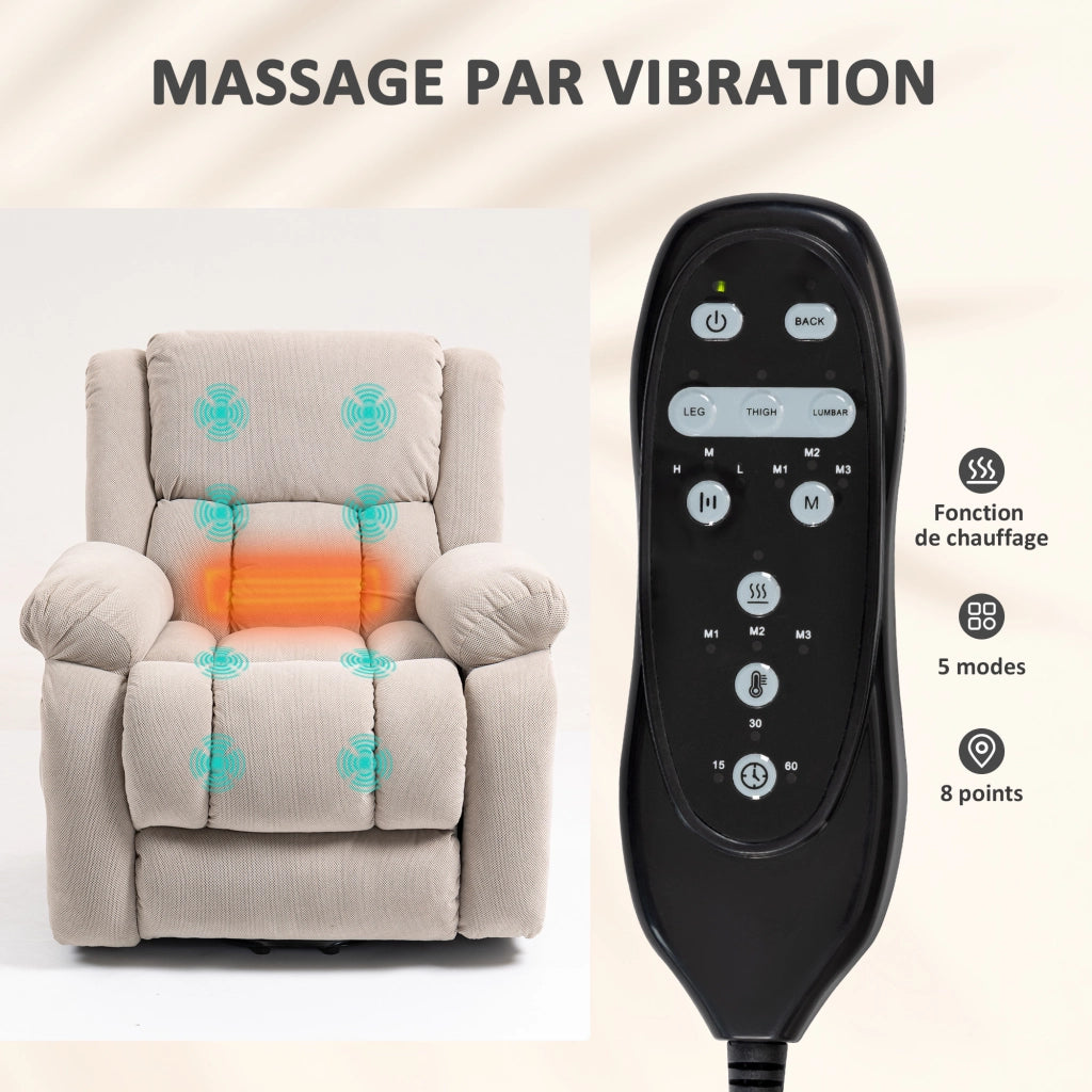 Poltrona Massaggiante Elettrica Reclinabile con Riscaldamento e Poggiapiedi ¨C Minimal ¨C Grigio Scuro