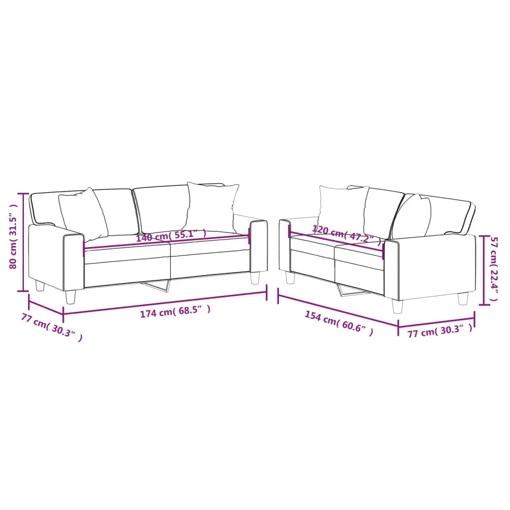 Set di Divani 2 pz con Cuscini Crema in Similpelle