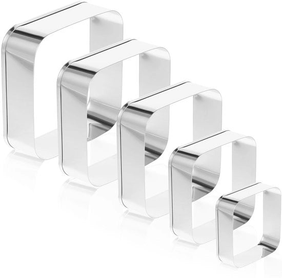 Taglieri per biscotti in forma quadrata - 5 pezzi - Acciaio inossidabile - Varie dimensioni - Per padelle - Ideali per il pranzo dei bambini - Taglieri per biscotti