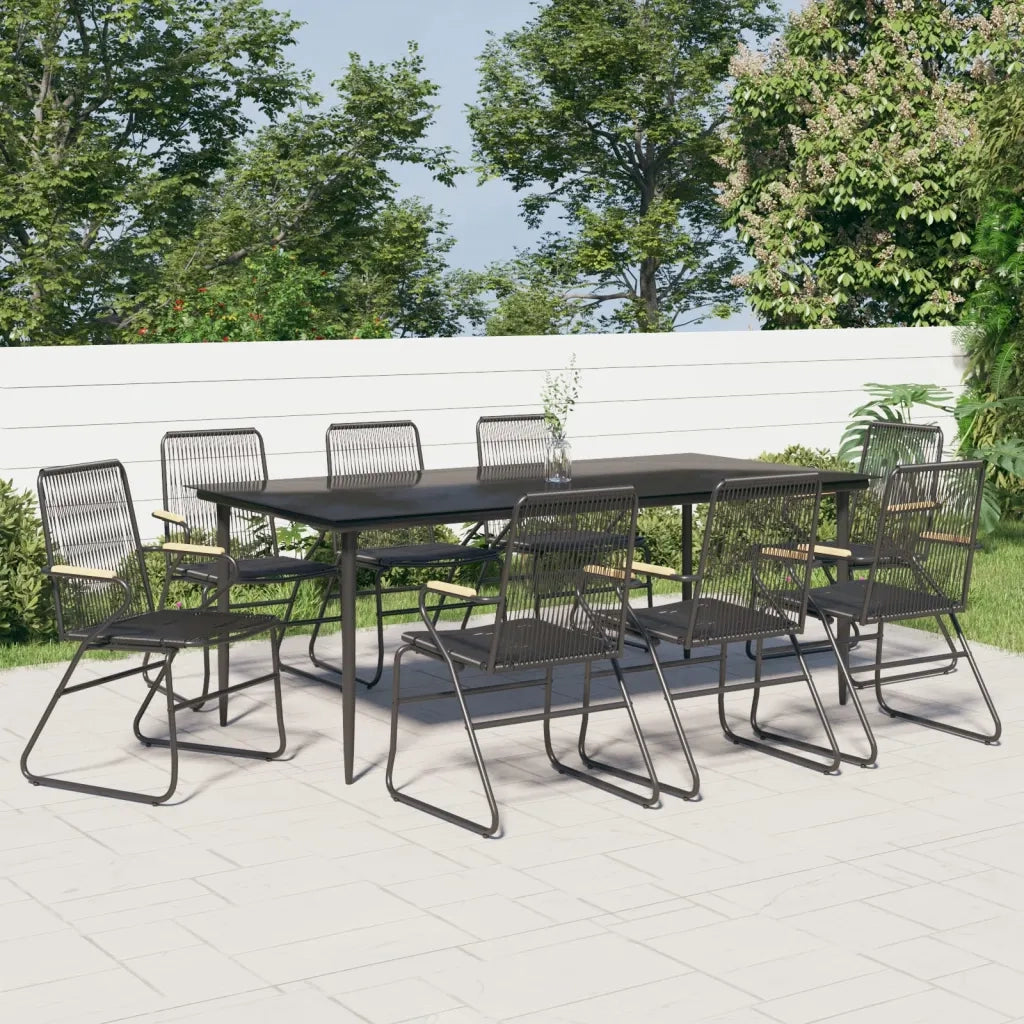 Set da Pranzo da Giardino 9 pz Nero in Rattan PVC 3099220