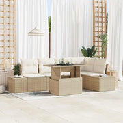 Set Divano da Giardino con cuscino 6 pcs Beige polyrattan