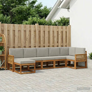 Set di divani da esterno 7 pcs Naturale e Grigio Chiaro