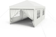 Gazebo Esterno Resistente da Giardino 3 x 6 m con Pannelli Laterali e Finestre in Poliestere Gazebi Tendone per Feste Protezione UV Impermeabile Tenda per Esterni, Bianco