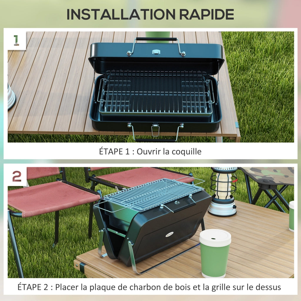 Barbecue portatile a carbone ¨C zephmum ¨C nero, pieghevole, per giardino