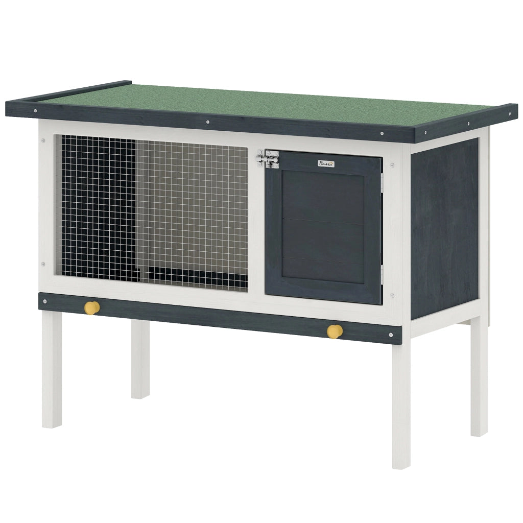 Gabbia per conigli con tettuccia apribile e porta ¨C zephmum ¨C 90x45x65 cm grigio scuro e bianco