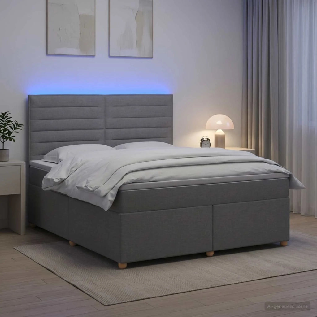 Letto box spring con materasso Grigio Chiaro 140 x 190 cm 3455336