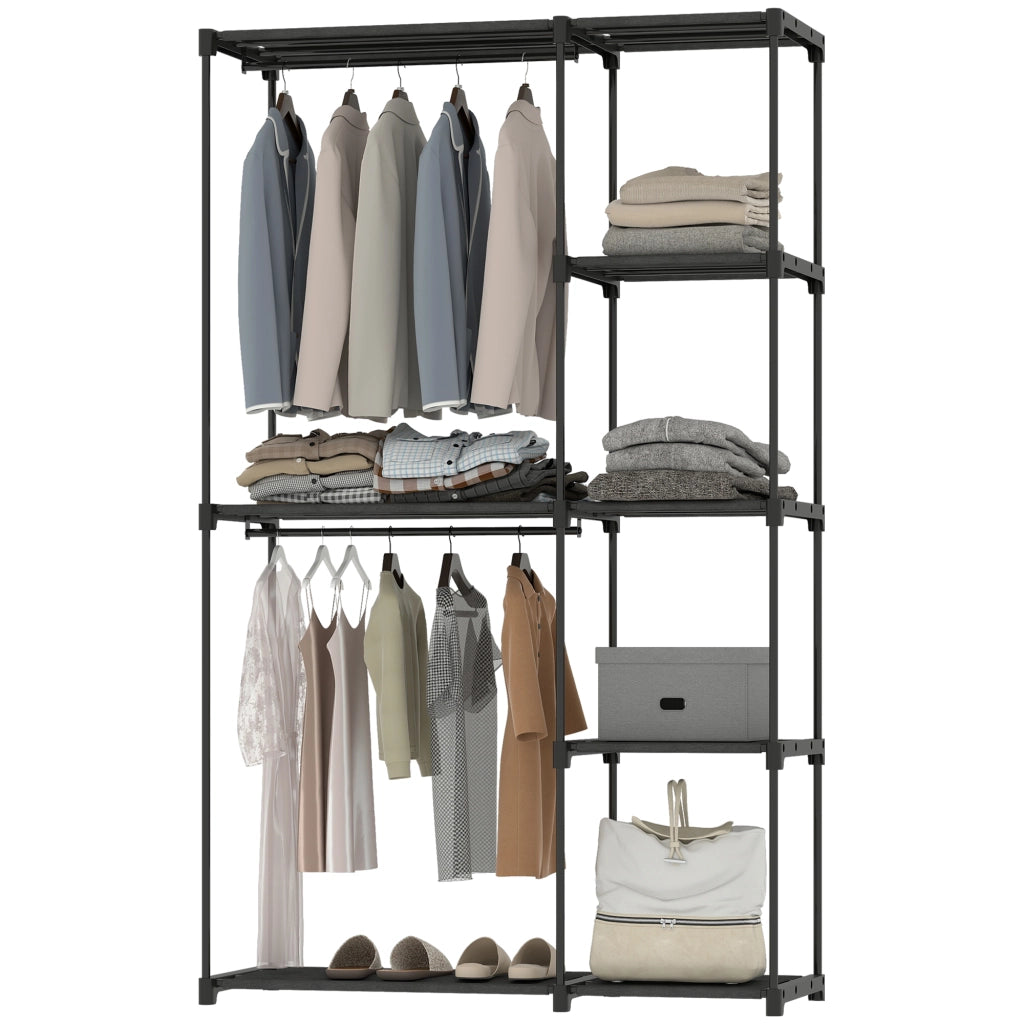 Armadio Portatile con Ripiani e Appendiabiti ¨C Zephmum ¨C Nero 111x43x185 cm