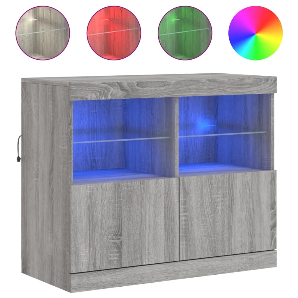 Credenza con Luci LED Grigio Sonoma 81x37x67 cmcod mxl 134284