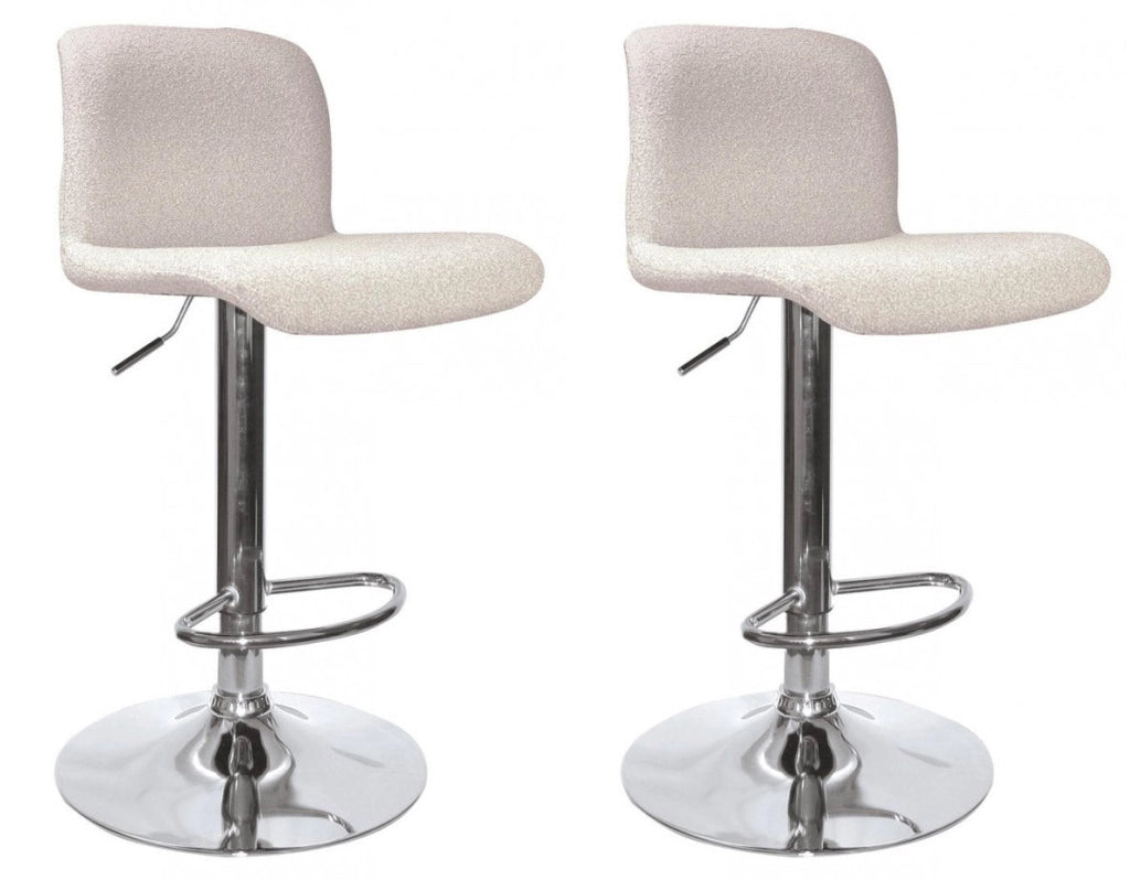 Set 2 Sgabelli Bar 41x46x86/107 cm in Poliestere Rafael Cromo-Beige
