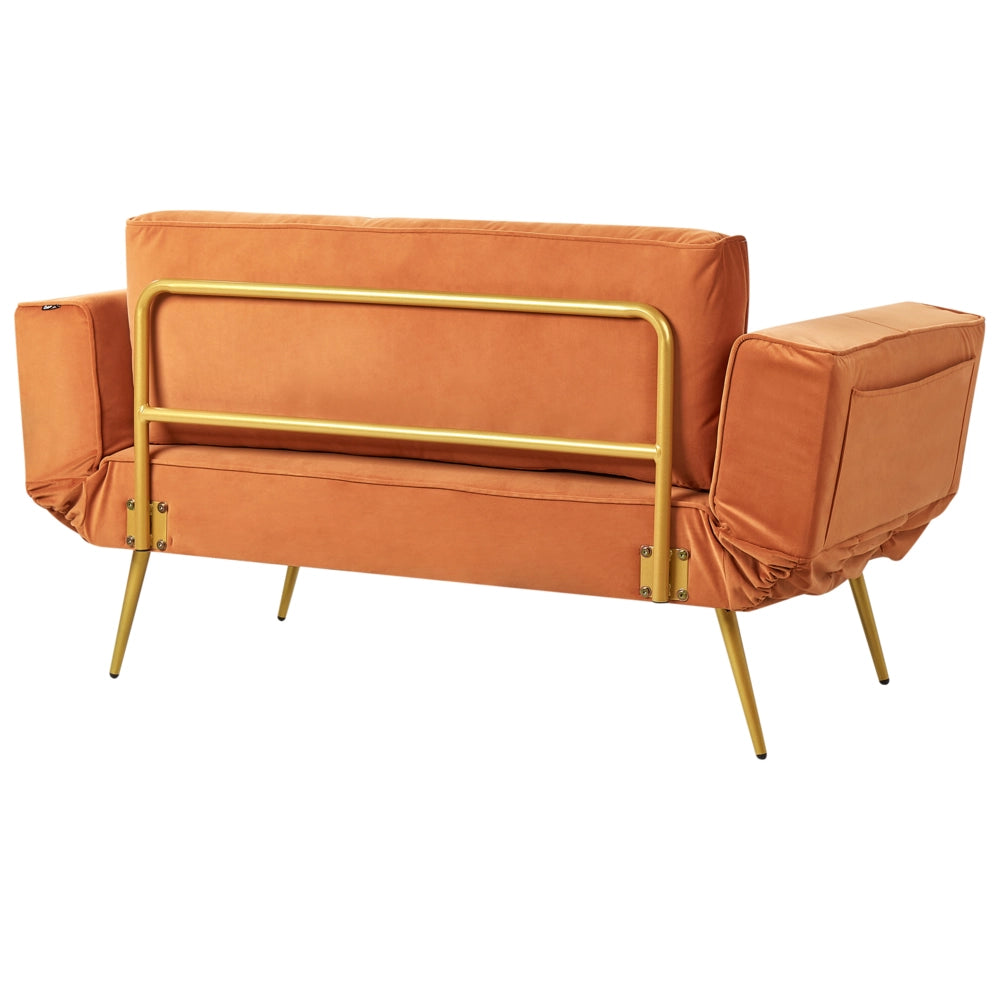 Divano letto in velluto Arancione Braccioli regolabili Soggiorno Letto Minimalista