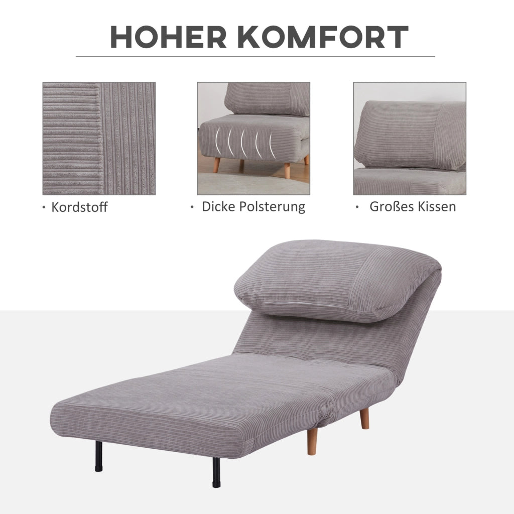 Poltrona letto convertibile grigio chiaro con schienale regolabile