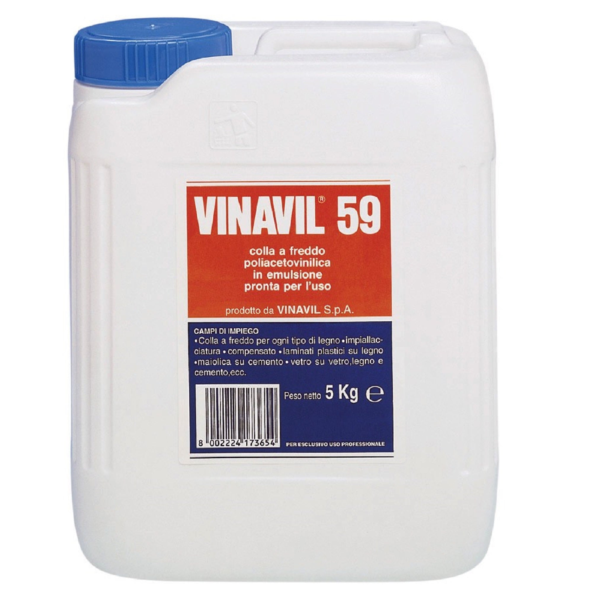 VINAVIL 59 colla vinilica 5 kg adesivo legno laminati plastici carta sughero tela piastrelle