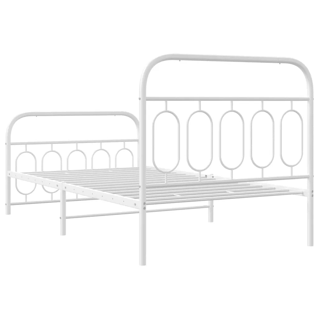 vidaXL Giroletto con Testiera e Pediera Metallo Bianco 100x190 cm