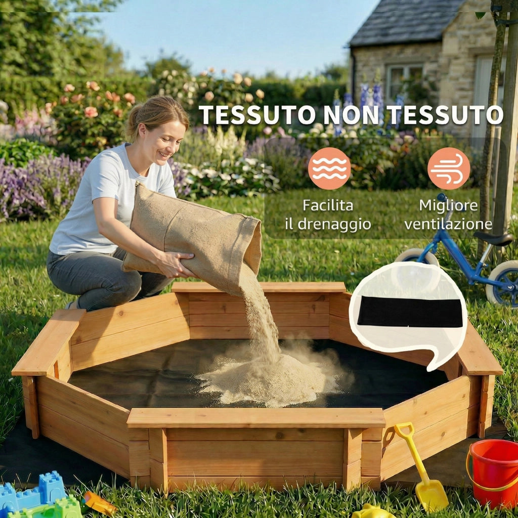Casetta in Legno per Bambini con Sedili e Copertura ¨C zephmum ¨C 139.5x139.5x21.5cm