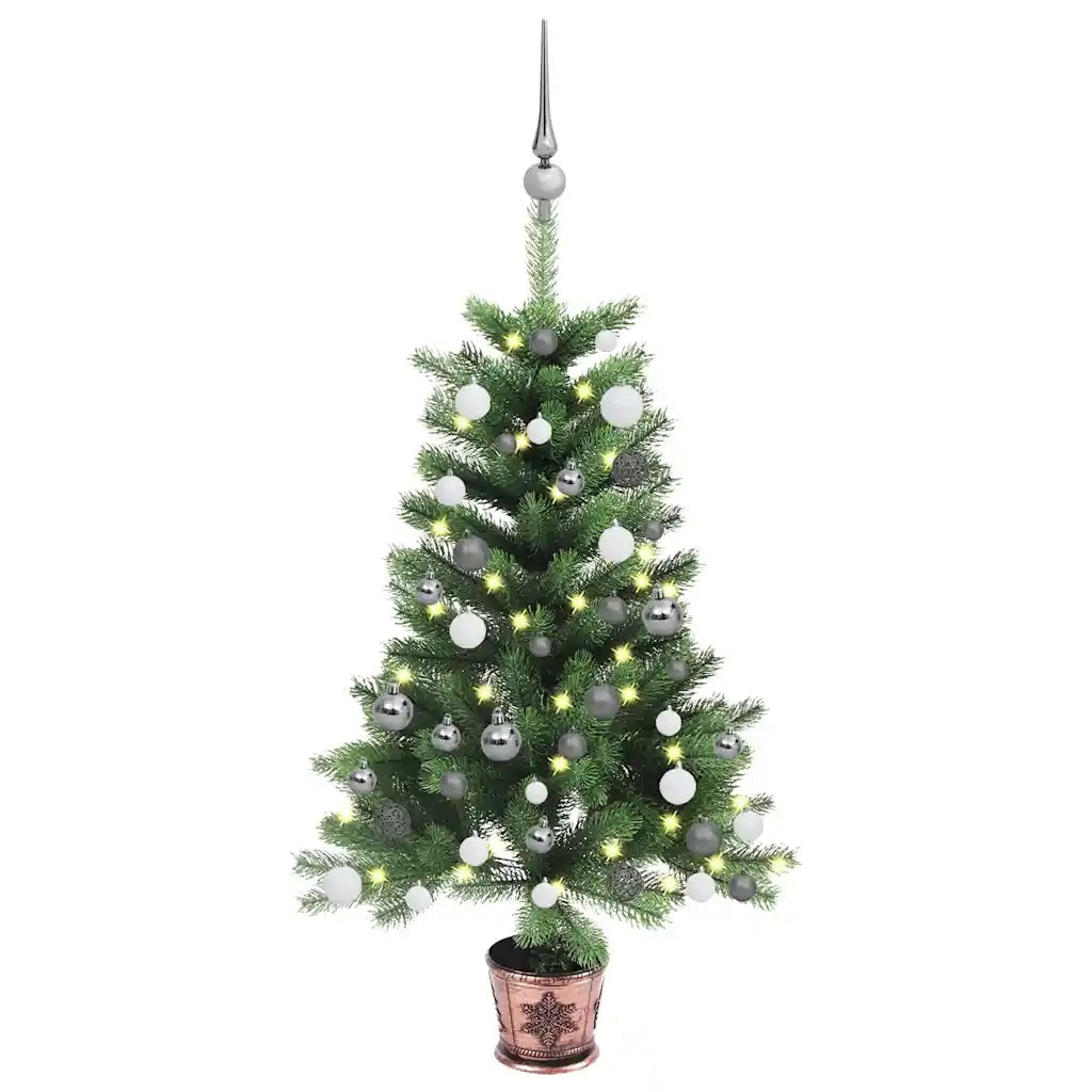 Albero di Natale Artificiale con LED e Set Palline 65 cm Verde cod mxl 9192