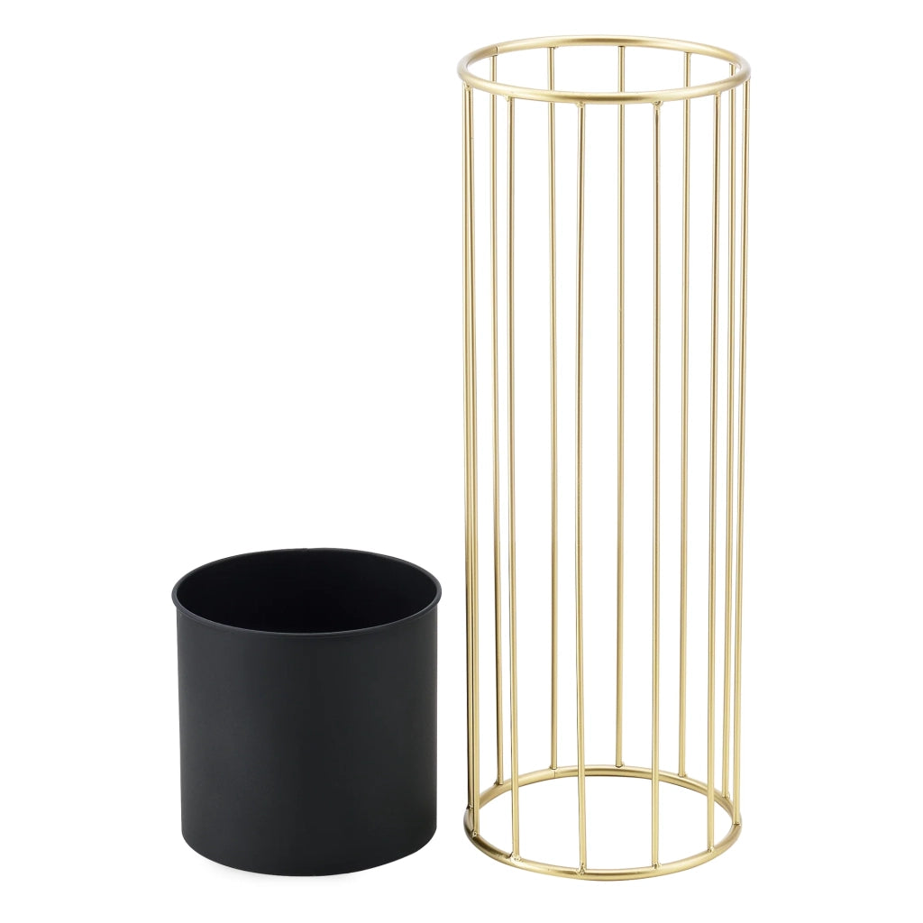 Set di 2 supporti per piante set di fioriere vaso per fiori fioriera vaso metallo diverse dimensioni oro nero 03_0006046