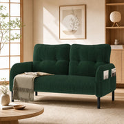 Divano 2 posti in corduroy verde smeraldo 120 x 75 x 79 cm con tasca laterale e gambe in metallo